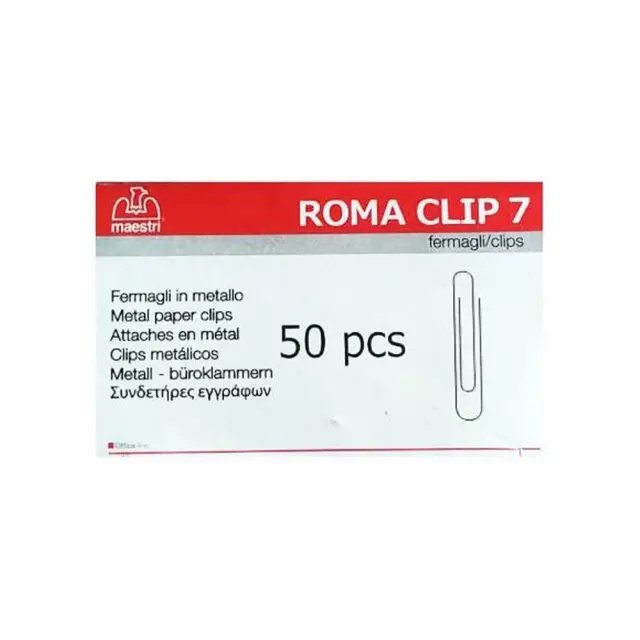 Roma Clip Συνδετήρες Μεταλλικοί MAESTRI No 7 (Ασημί) (50τμχ) (1092107) (ROM1092107)