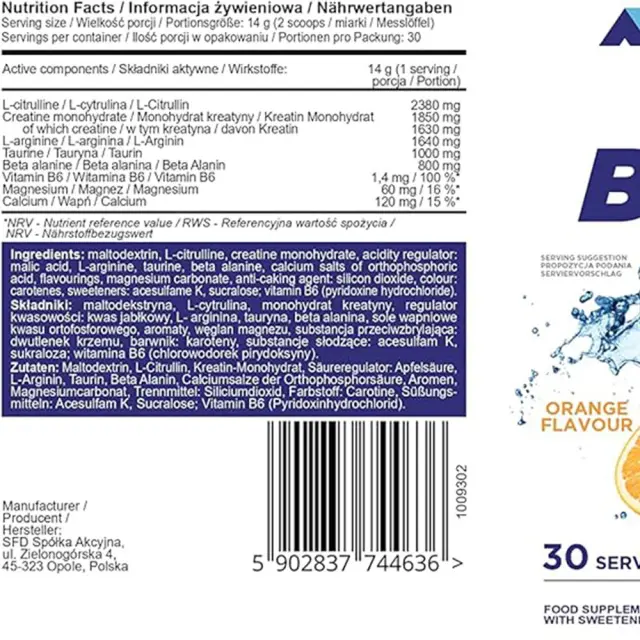 ALLNUTRITION Big Pump Pre-Workout Orange, 420 g 2