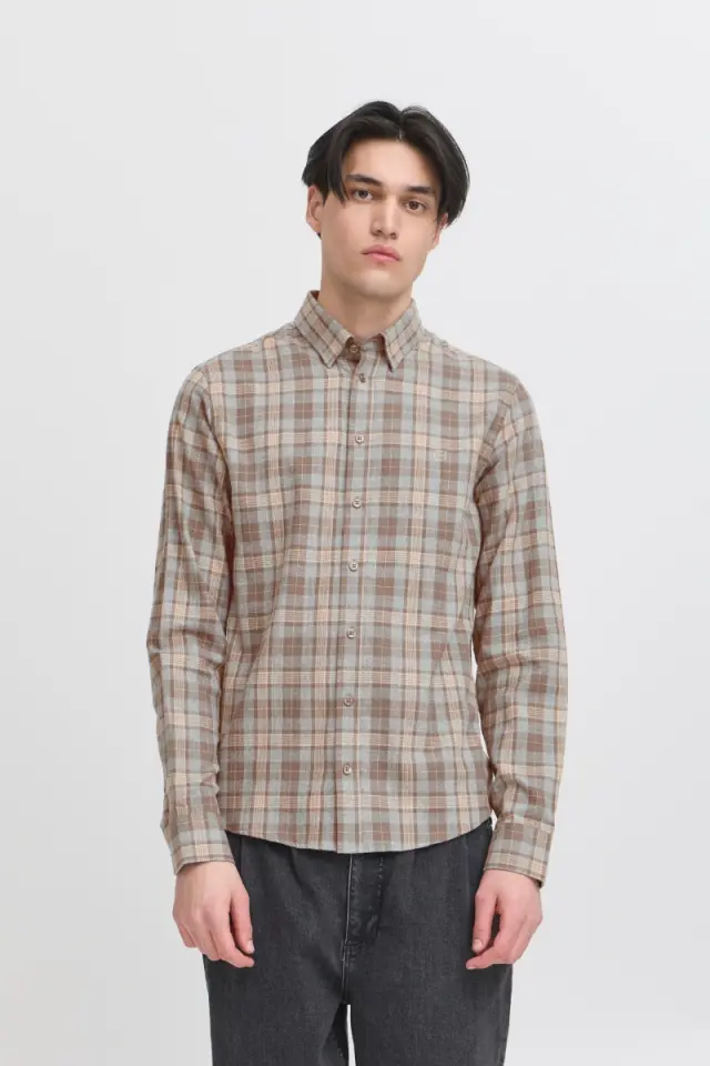 Casual Friday Ανδρικό Πουκάμισο Καρό 20505585 – Black Olive Melange - XXL