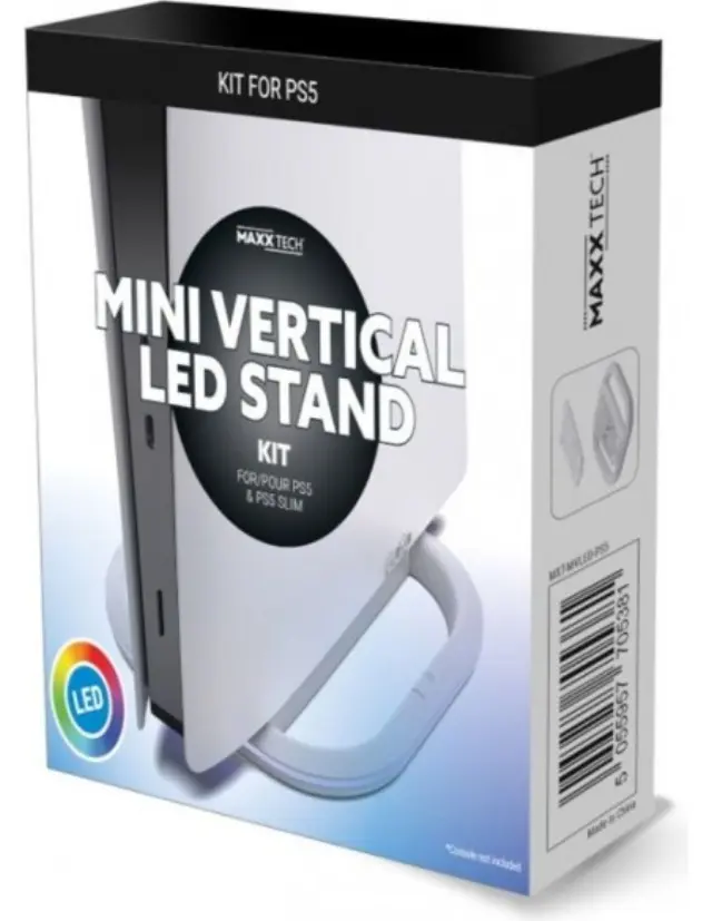 Maxx Tech Mini Vertical LED Βάση Κάθετης Στήριξης για PS5 Fat + PS5 Slim με RGB Φωτισμό – Λευκή (MXT-MVLED-PS5) 2