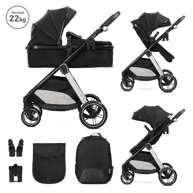 Lorelli Πολυμορφικό καρότσι 2σε1 "Aspen" Black Μαύρο