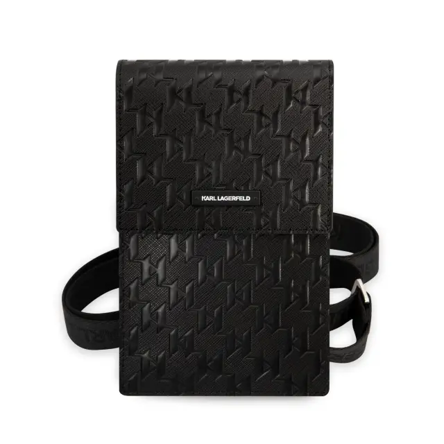 Karl Lagerfeld Saffiano Monogram Wallet Phone Bag Black 2