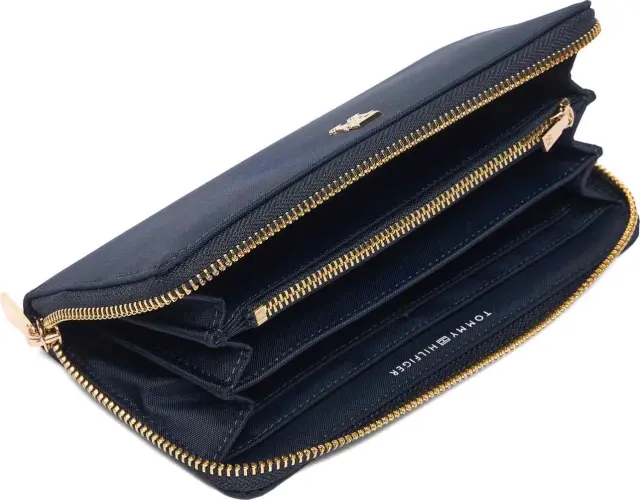 Tommy Hilfiger Γυναικείο Μεγάλο Πορτοφόλι TH Icon Large Zip-Around Nylon Σκούρο Μπλε 3