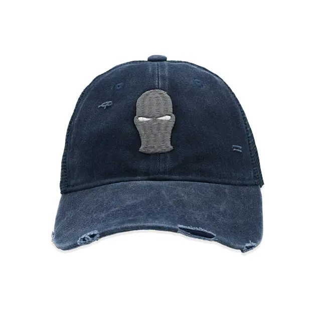 Ghetto Navy Blue 3D Mask Washed Cap | 6 Panel 2