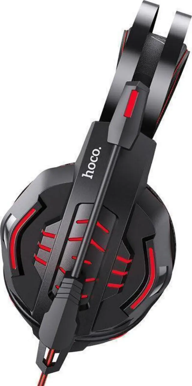 Hoco W102 Cool Tour Over Ear Gaming Headset με σύνδεση 3.5mm/USB Μαύρο/Κόκκινο 3