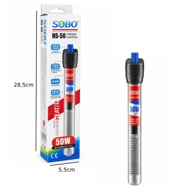 SOBO Θερμαντήρας Ενυδρείου 50W με Ρυθμιζόμενη Θερμοκρασία HS-50 – Adjustable Aquarium Heater 088095 2