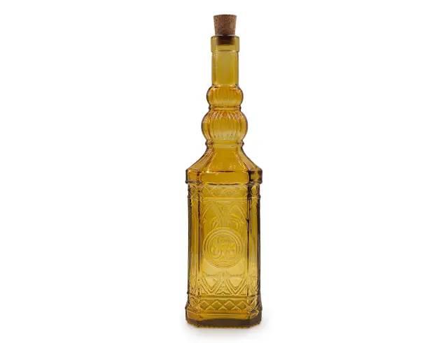 Διακοσμητικό Μπουκάλι με πώμα Glass Drops Miguelete (5033DB411) Aπό 100% ανακυκλωμένο γυαλί, Xωρητικότητας 700ml, Διαστάσεων Ø 8 x Υ 30 cm, Yellow Gold 5033DB411 2