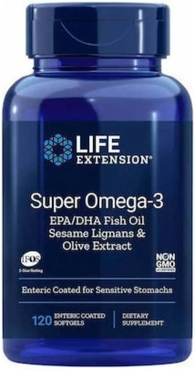 Life Extension Super Omega-3 EPA/DHA Fish Oil, Sesame Lignans, Olive Extract 120 Softgels (737870198215)