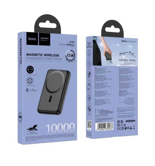 Hoco Power Bank 10000mAh 15W με Θύρα USB-C Power Delivery Μαύρο J141 3
