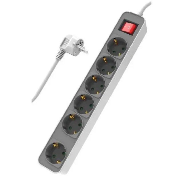 Πολύπριζο Powertech ασφαλείας PT-1058 6 θέσεων schuko με διακόπτη 1,4m