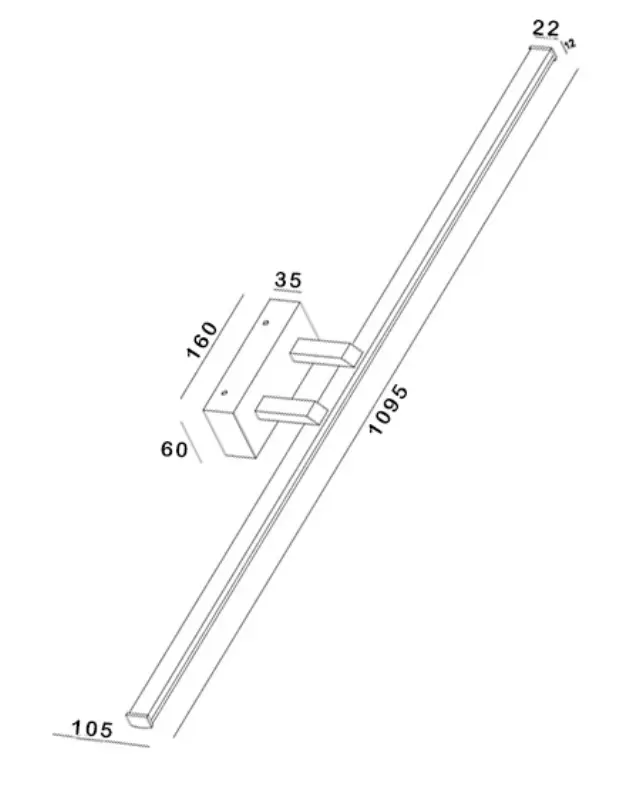 Nala 3361-29 φωτιστικό τοίχου μπάνιου 109cm ip44 Μαύρο 3