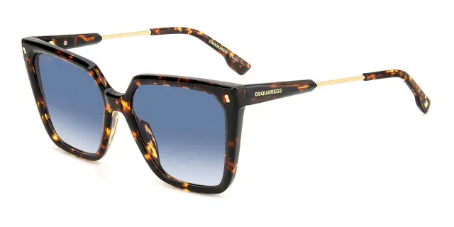 Dsquared2 Γυναικεία Γυαλιά Ηλίου με Καφέ Ταρταρούγα Κοκκάλινο Σκελετό και Μπλε Ντεγκραντέ Φακό D2 0135/S 086/08