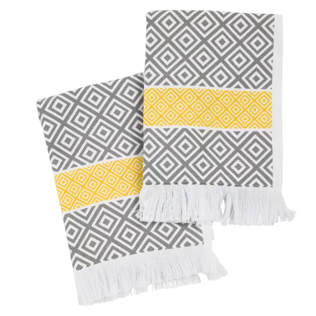 Σετ 2Τεμ Πετσέτες Κουζίνας 30x50 Das Home 0895 Grey-Yellow 100% βαμβακερό