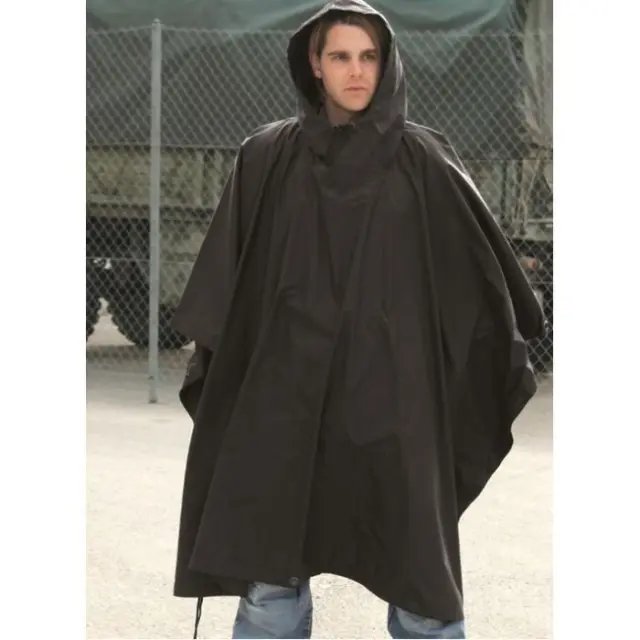 Mil-Tec PE Ripstop 780gr Poncho Black-Αδιάβροχο Πόντσο με Κουκούλα Μαύρο - 01-Black-Μαύρο