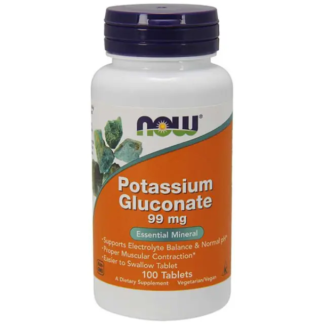 Potassium gluconate 99 mg 100tab - NOW Foods
