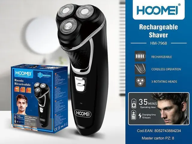 Επαναφορτιζόμενη Ξυριστική Μηχανή Hoomei HM-7968 Μαύρο 3