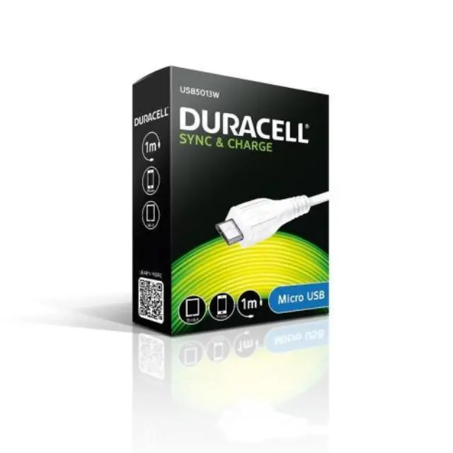 Καλώδιο Σύνδεσης USB 2.0 Duracell USB A σε Micro USB 10W 1m Λευκό N24625