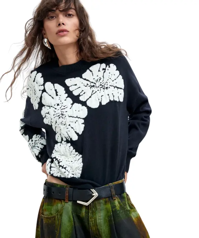 Desigual - Γυναικείο Πλεκτό Πουλóβερ Jers Bubbles 26WWJF09-2000 Μαύρο 3