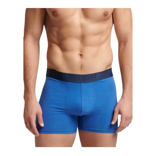Superdry Ανδρικό Boxer Μακρύ Organic Cotton - Τριπλό Πακέτο, Χρώμα Navy-Bright Blue-Mazarine - S 2