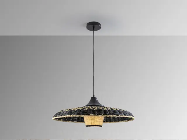 FIJI - LAMP BLACK/NAT 435216 φωτιστικό κρεμαστό Μαύρο Μαύρο/Φυσικό Μπεζ