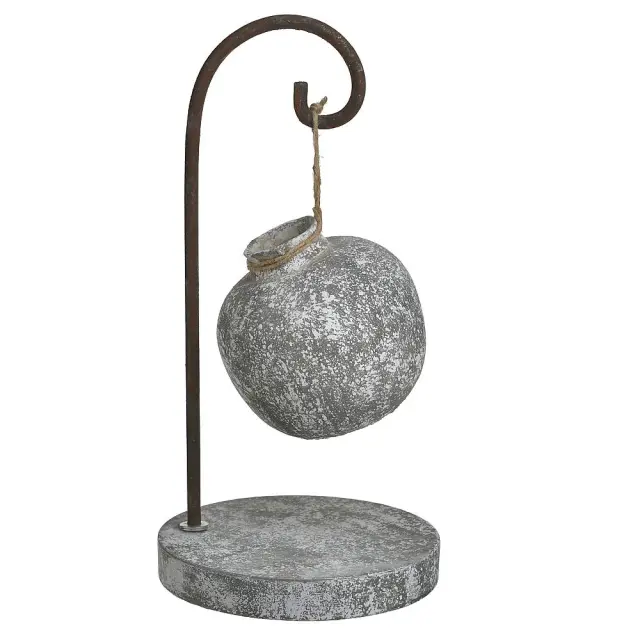Βάζο Terracotta Κρεμαστό Αντικέ Γκρι Μέταλλο 21x21x42cm 3-70-507-0328