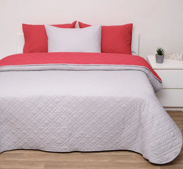 Κουβερλί 160Χ240 Μονό Viopros Microfiber 5100 Κόκκινο-Γκρι