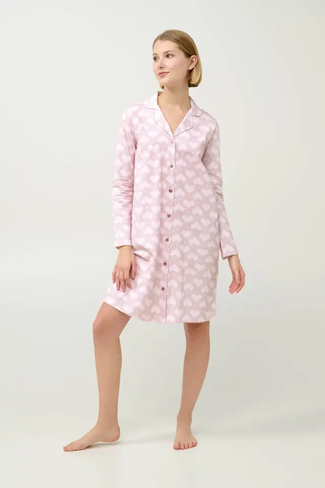 Κουμπωτό Γυναικείο Νυχτικό Φουτερ Vamp 23231 ROSE ELEGANCE - M 2
