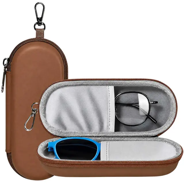 Techsuit - Glasses Case (ETJ3) - PU, 16.5 x 6.5 x 4cm - Καφέ
