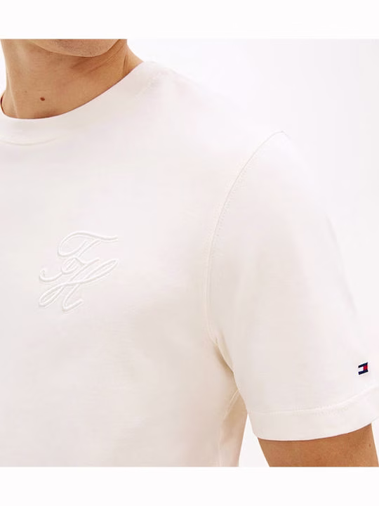 Tommy Hilfiger Ανδρικό T-shirt σε Χρώμα Κρεμ Κρεμ 2