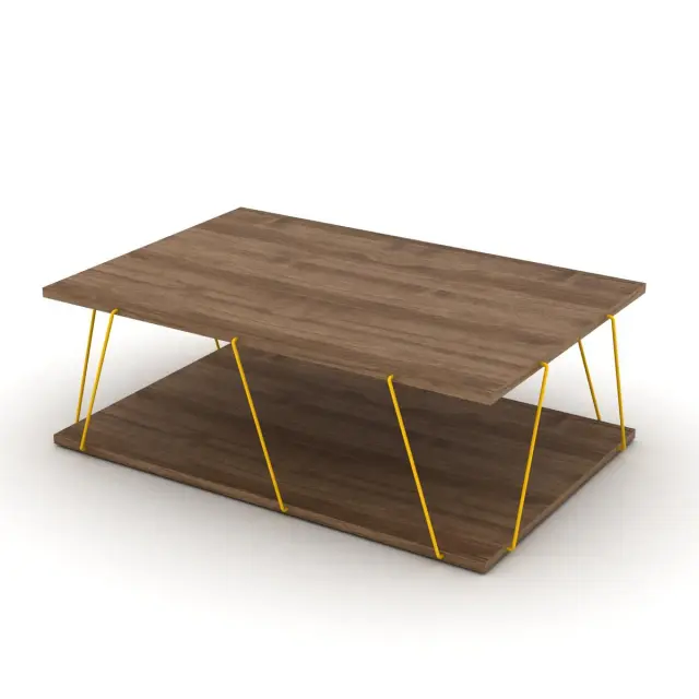 Τραπεζάκι Σαλονιού TARS Καρυδί/Κίτρινο 90x60x31cm 3