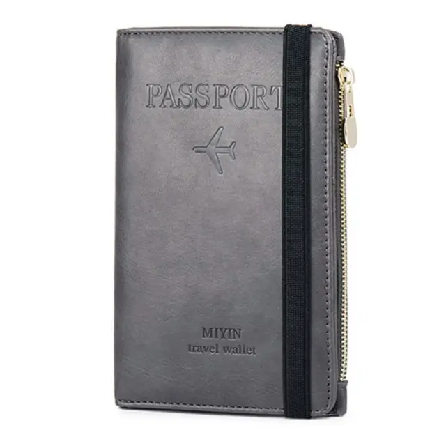 RFID Signal Block Passport & Credit Card Case Θήκη Καρτών και Διαβατηρίου Με Φερμουάρ - Γκρι ΟΕΜ