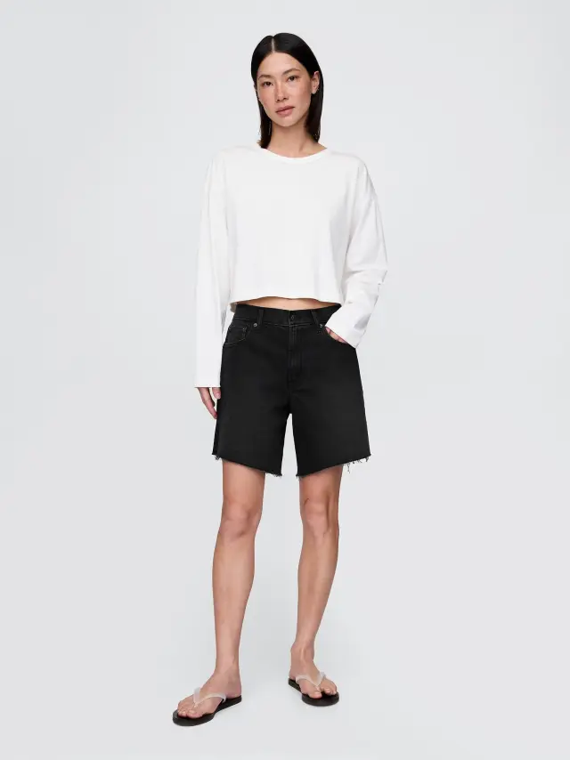 Γυναικεία Mid Rise Τζιν Βερμούδα'90s Loose Black