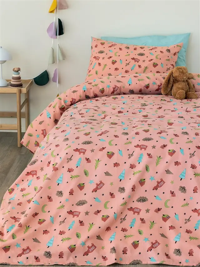 Σετ Σεντόνια 110Χ200+32 Μονά Φανελένια Floufi Palamaiki FF100 Ροζ 100% βαμβακερόΜε Λάστιχο