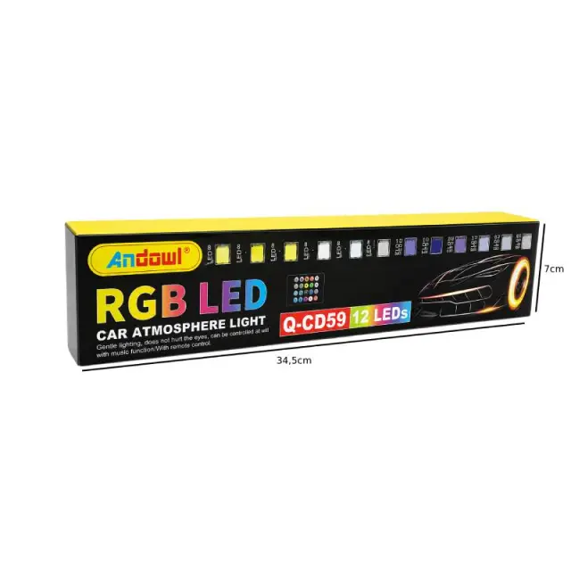 Andowl RGB LED Ατμοσφαιρικός Φωτισμός Αυτοκινήτου 12 LED Q-CD59 - RGB LED Car Atmosphere Light 0751211 2