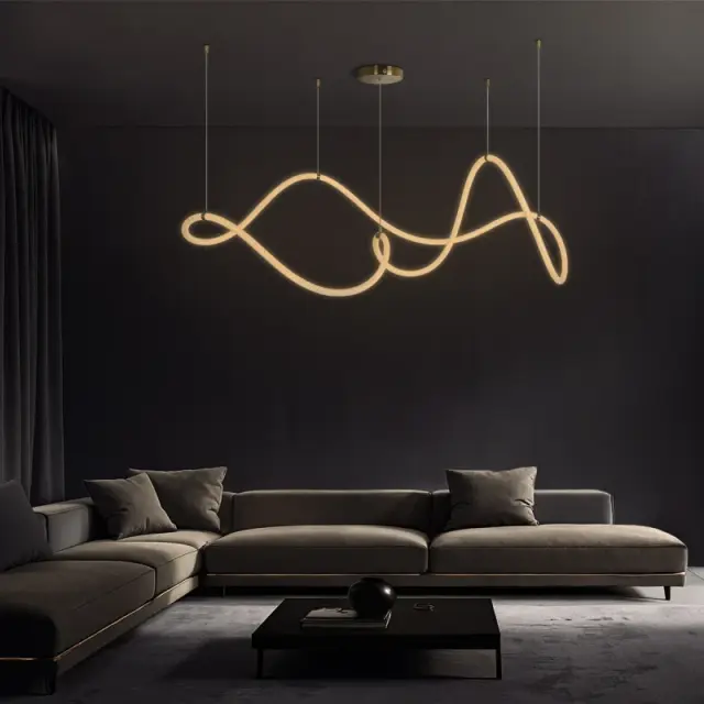 LED Κρεμαστό Φωτιστικό Οροφής GLOW 65Watt CCT με Χειριστήριο σε Χρυσό Πλατίνα και Λευκό Νήμα KLV-101-0157
