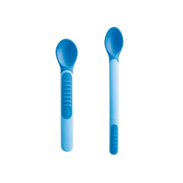 Mam Heat Sensitive Spoons & Cover Θερμοευαίσθητα Κουταλάκια με Προστατευτικό Καπάκι 6+ Μηνών (513B) Μπλε, 2τμχ