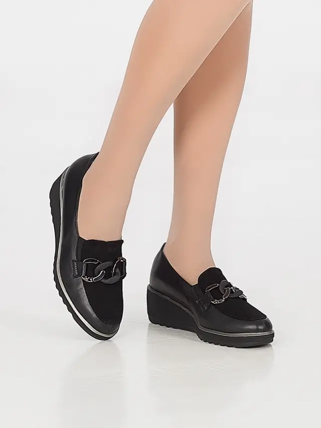 Soffice Sogno Μοκασίνια-Loafers Γυναικείο δέρμα/δέρμα Nubuck Μαύρο ASS/23121 NERO 2