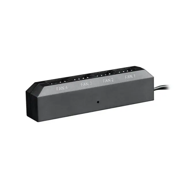 Hub σύνδεσης έως και 4 ανεμιστήρων 3-pin/4-pin, με λειτουργία PWM fan speed control, σε μαύρο χρώμα.