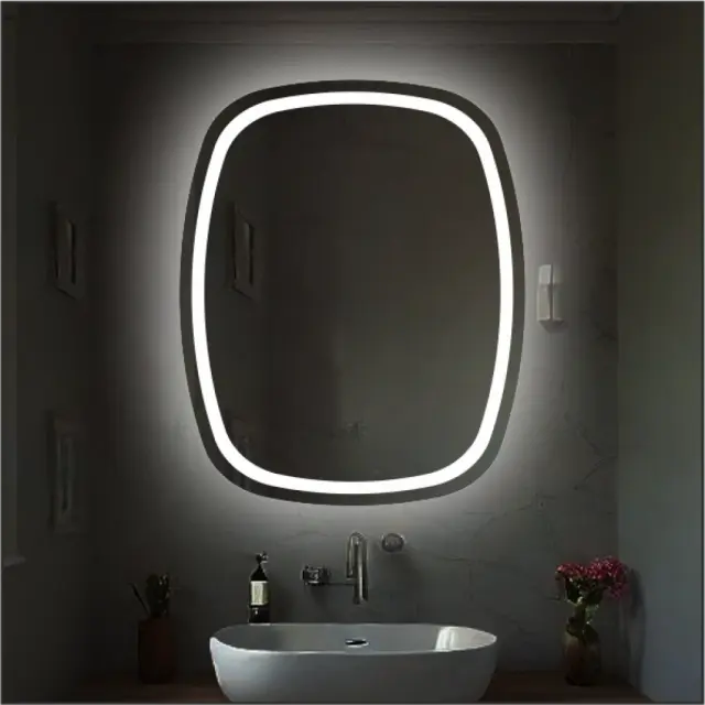 Stewehome Καθρέπτης LED με Λευκό Πλαίσιο 65x80x80 cm