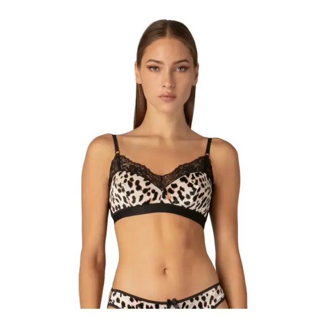 Milena Γυναικείο Μπουστάκι Βελούδο Animal Print Δαντέλα, Χρώμα Πολύχρωμο