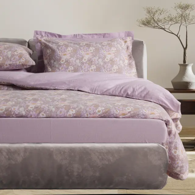 Σετ Παπλωματοθήκη 220x240 Υπέρδιπλη Flannel Das Home 9682 Lilac-Grey 100% βαμβακερό