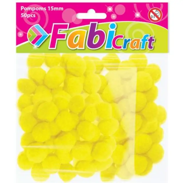 Pompoms Fabi 1.5cm 50τεμ Κίτρινο