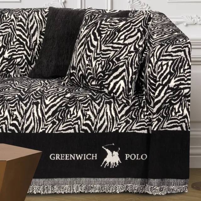 Ριχτάρι Τριθέσιο 180Χ300 Essential Greenwich Polo Club 3935 Taupe-Black 100% Chenille 2