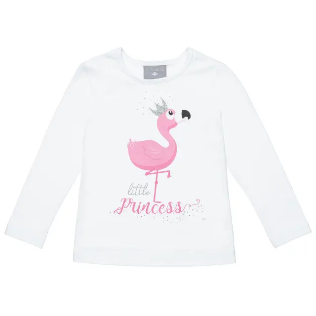 Μπλούζα με σχέδιο Flamingo με glitter και στρας