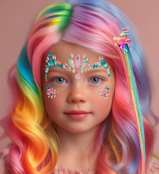 Αυτοκόλλητα Προσώπου με Κρυσταλλάκια Unicorn Παιδικό (Widmann) (W-15577) 2
