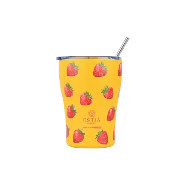 Estia® Coffee Mug Save The Aegean Ποτήρι Θερμός με Καλαμάκι 350ml-Berry Bright (01-31688)