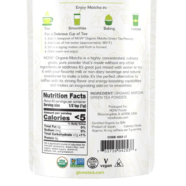 Now Foods Organic Matcha Green Tea Powder 2