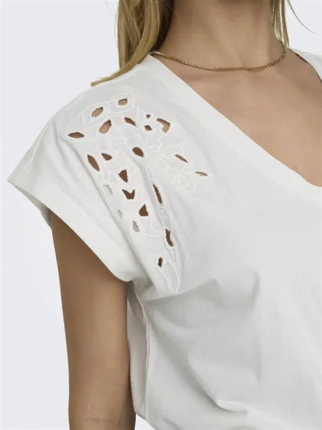 Μπλούζα με Ve γιακά, JDYROSE LIFE S/S EMB TOP, JDY - XS 2