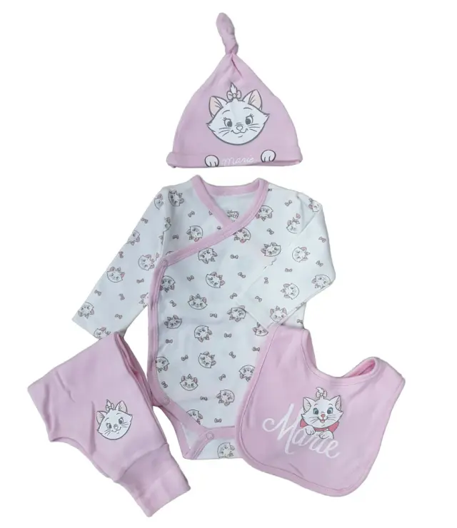Σετ Νεογέννητου 4τμχ Interlock White Light Pink Kitty 8040108 - 0-3 μηνών (56-62cm)