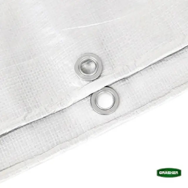 Grasher Αδιάβροχος μουσαμάς-τέντα με κρίκους 190gr/m² 5x8m Λευκό / 103965 3